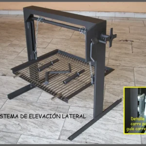 Sistema de cadenas para barbacoa de obra con rustidor