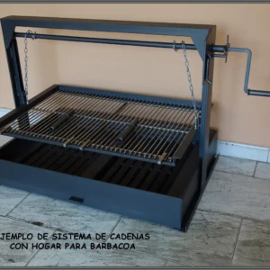 Sistema de cadenas para barbacoa de obra con hogar para barbacoa